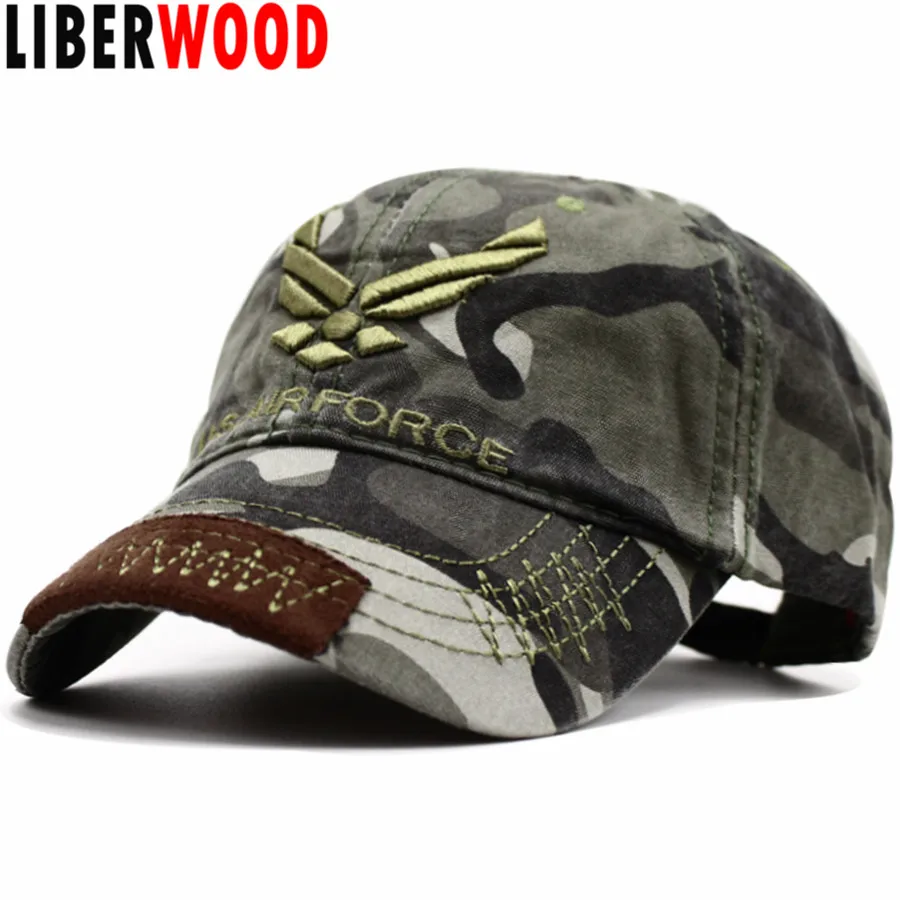 

LIBERWOOD U.S. Airforce USAF Wings Embroidered Hat Tactical hats cap camouflage camo Adjustable Buckle cap Men Women baseball