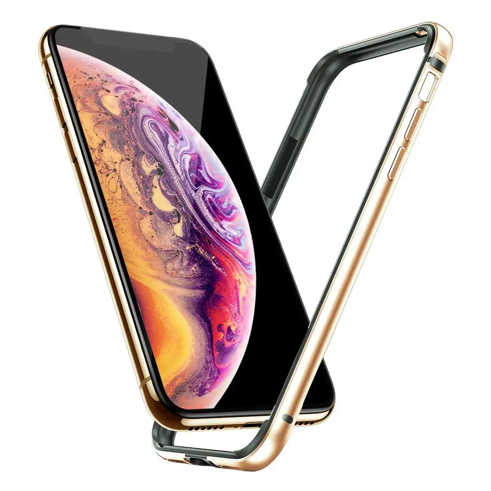 Роскошный Алюминиевый металлический чехол для Iphone Xs 11 Pro Max Xr X чехол противоударный Прочный чехол для Iphone 6 6S 7 8 Plus силиконовый чехол из ТПУ - Цвет: Золотой