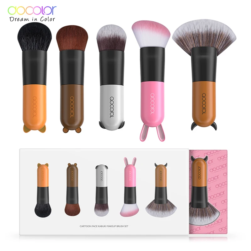 Docolor 5 PCS Makeup Brushes Set Foundation Powder Contour Make up brushes Soft Synthetic Hair cosmetic tools Cute Kakubi Brush Docolor 5 PCS Makeup Brushes Set Foundation Powder Contour Make up brushes Soft Synthetic Hair cosmetic tools Cute Kakubi Brush