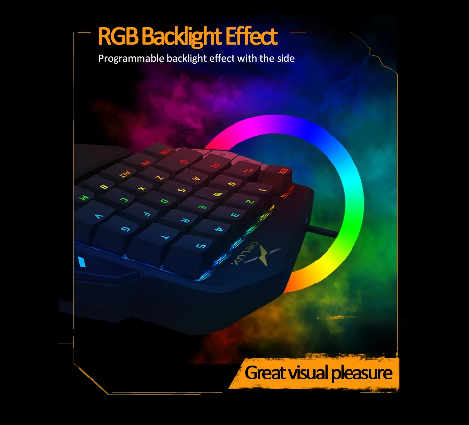 DELUX T9X Wired RGB Backlight Gaming Keyboard M625 Wired Mouse DPI 4000 Light Gamer PC Gaming Mice Keyboard Combos for computer