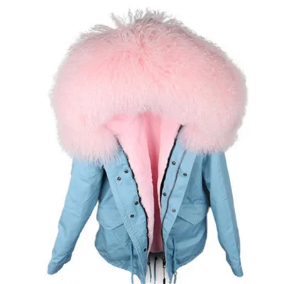 Модная зимняя куртка женская новая шерстяная шуба натуральная парка - Цвет: Color 28