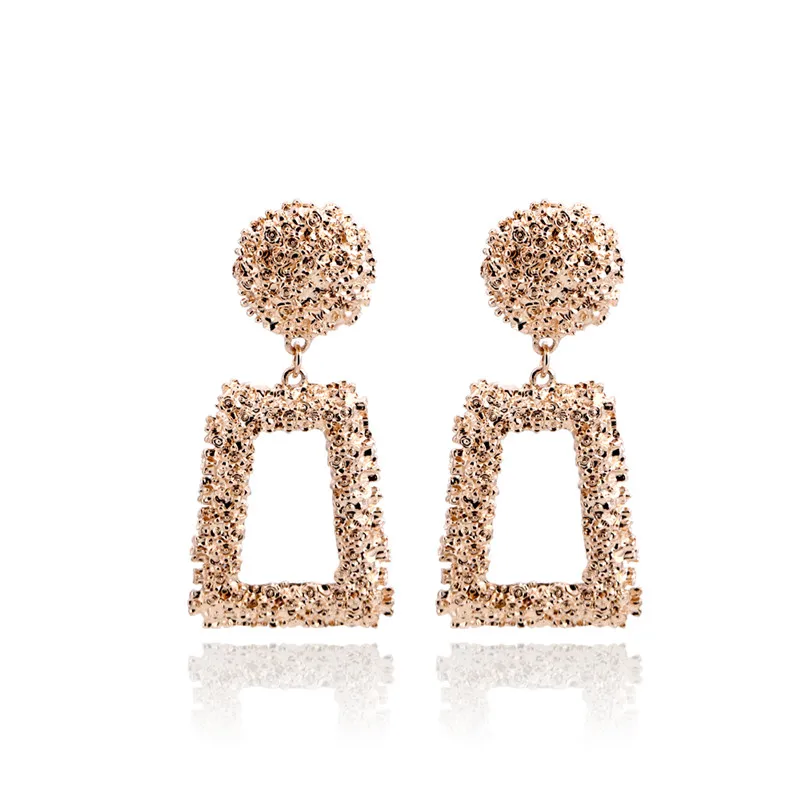 

Punk Style Hollow Geometric Square Drop Dangle Earrings For Women Exaggerated Ball Charm Oorbellen Brincos Statement Jewelry