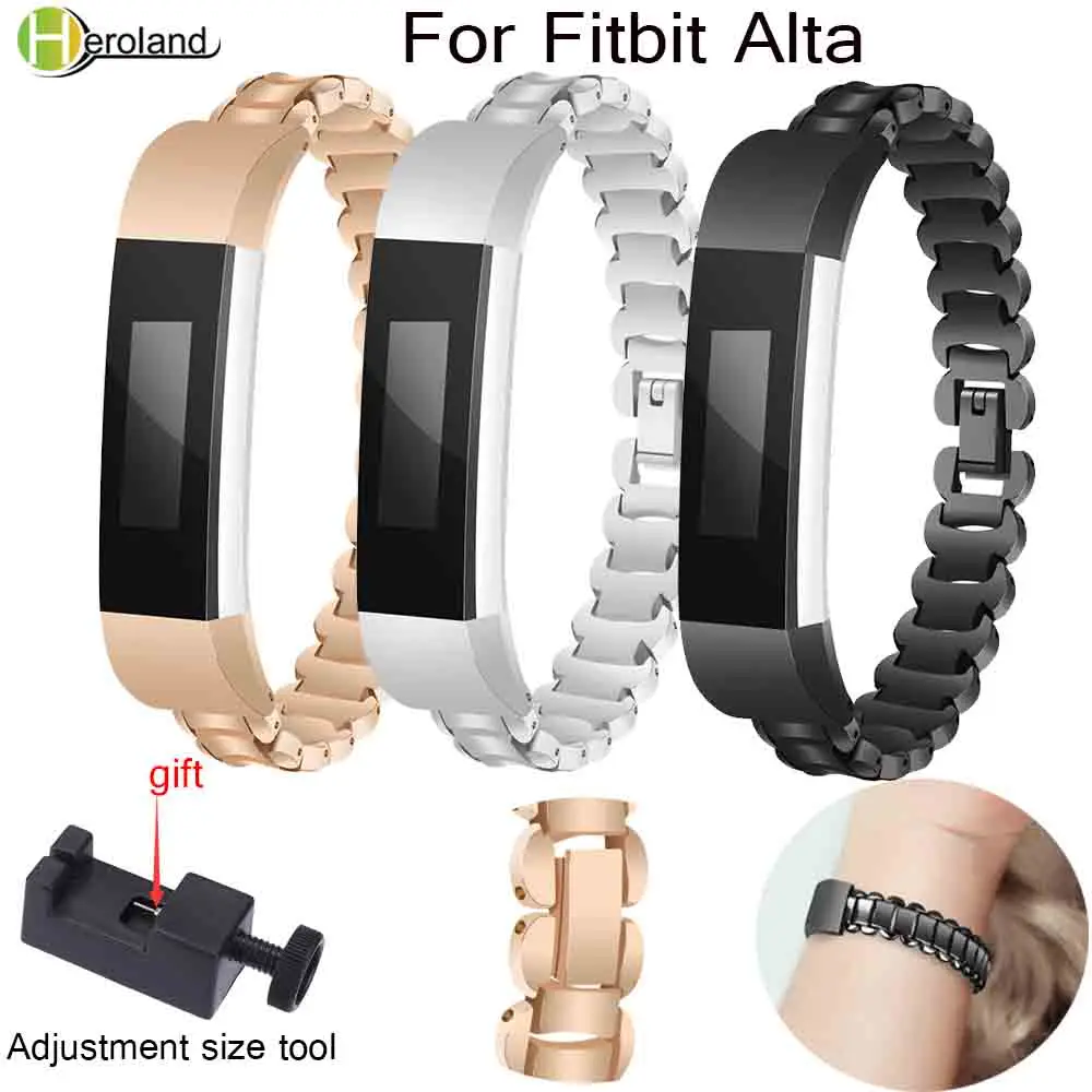 

Watch Wrist Band Luxury Genuine Stainless Steel Strap For Fitbit Alta/Alta HR Tracker Accessories Metal link btacelet watchstrap