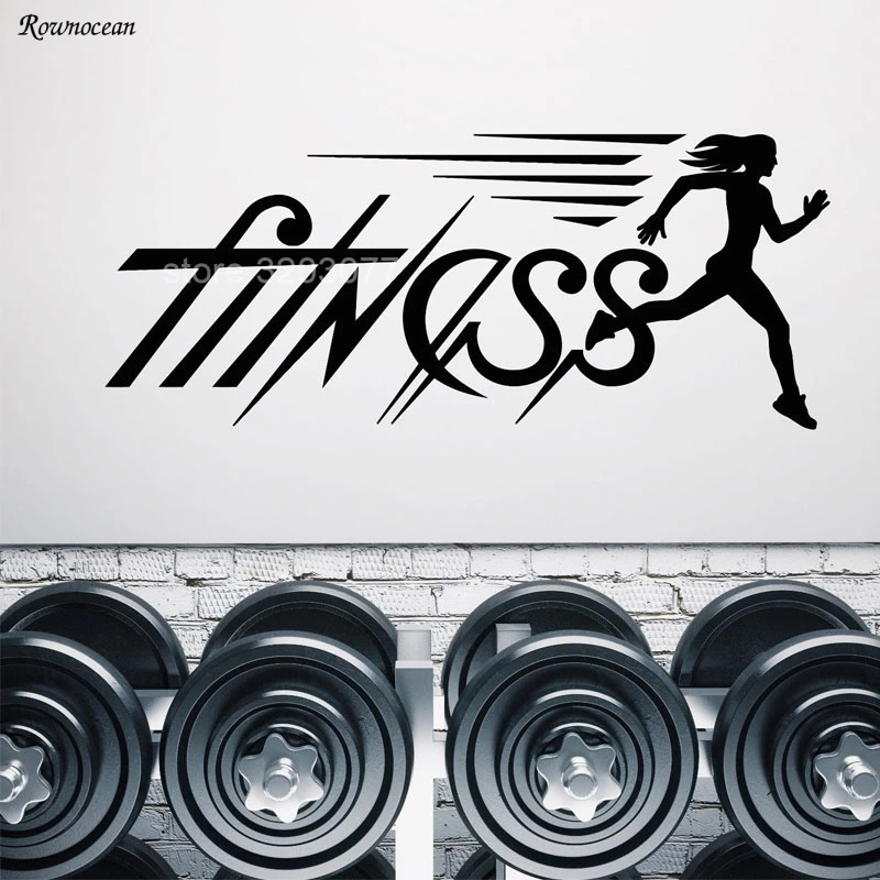 

Fitness Sports Running Girl Gym Signboard Logo Vinyl Wall Decals Removable Self-adhesive Stickers Wall paper G-31