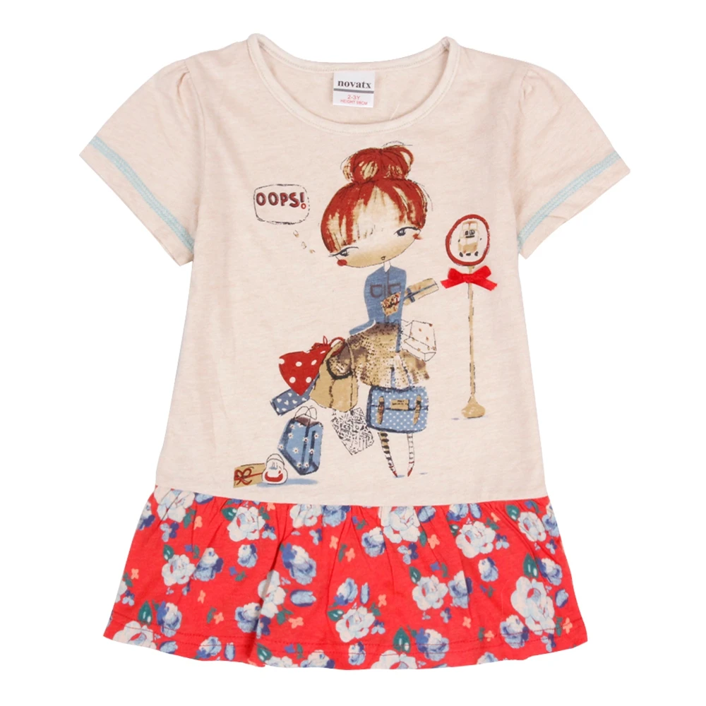 Girls Kids Baby Short Sleeve Dress Summer New Printed Round Neck Cotton Short Sleeve Dress for Kids Wearing Tutu Dress H6952K