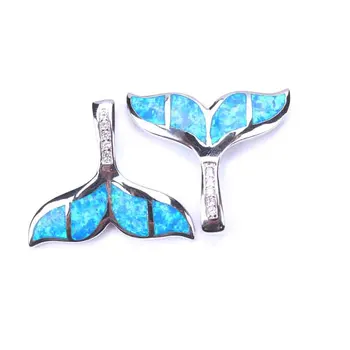 

Blue Opal Whale Tail Necklaces Pendants Animal Crystal Pendant for Women Girl Jewelry Components Making