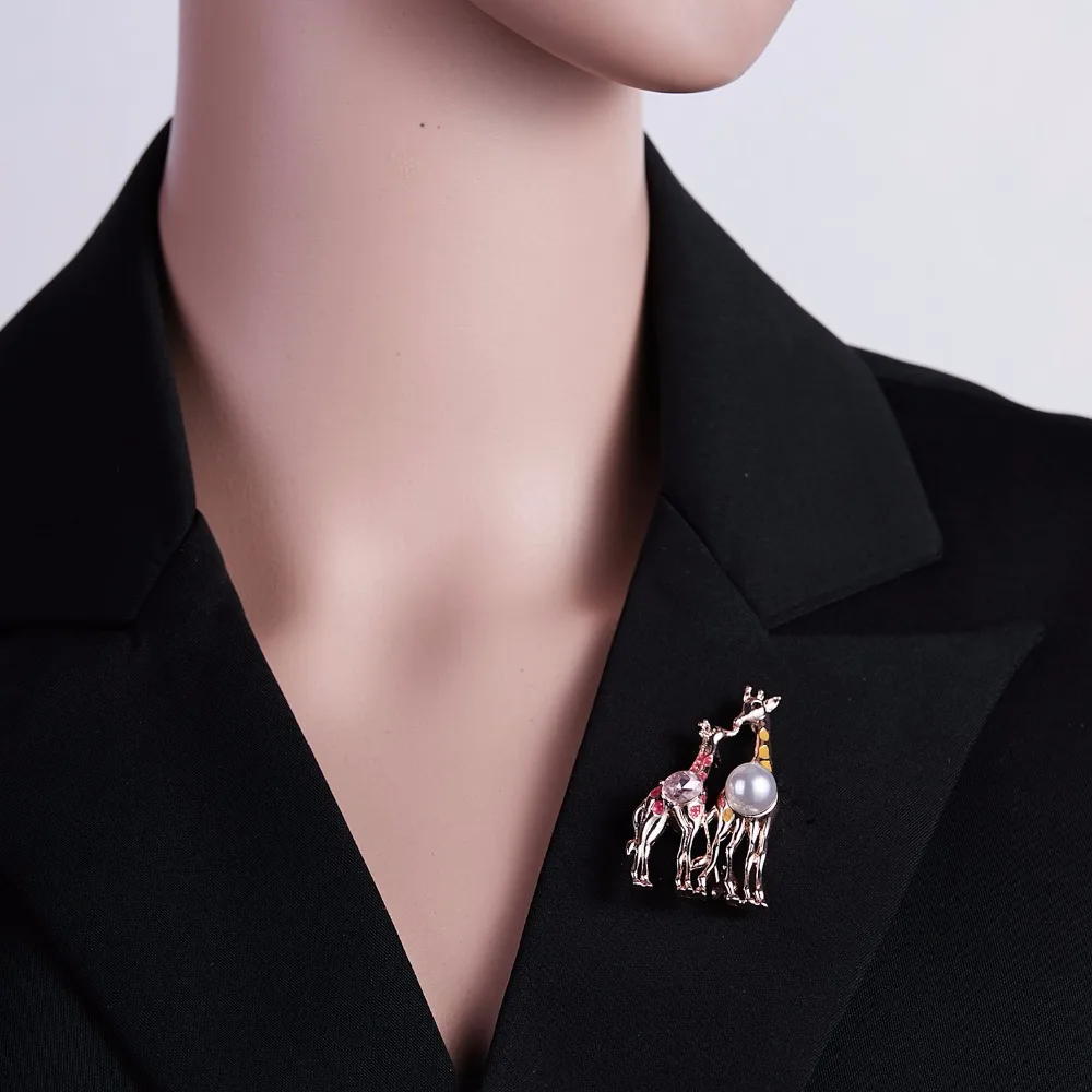 Эмаль Жираф Лось броши-Слоны Лошадь Милая брошь булавка в виде животного модные ювелирные изделия золотой цвет подарок для детей изысканные броши