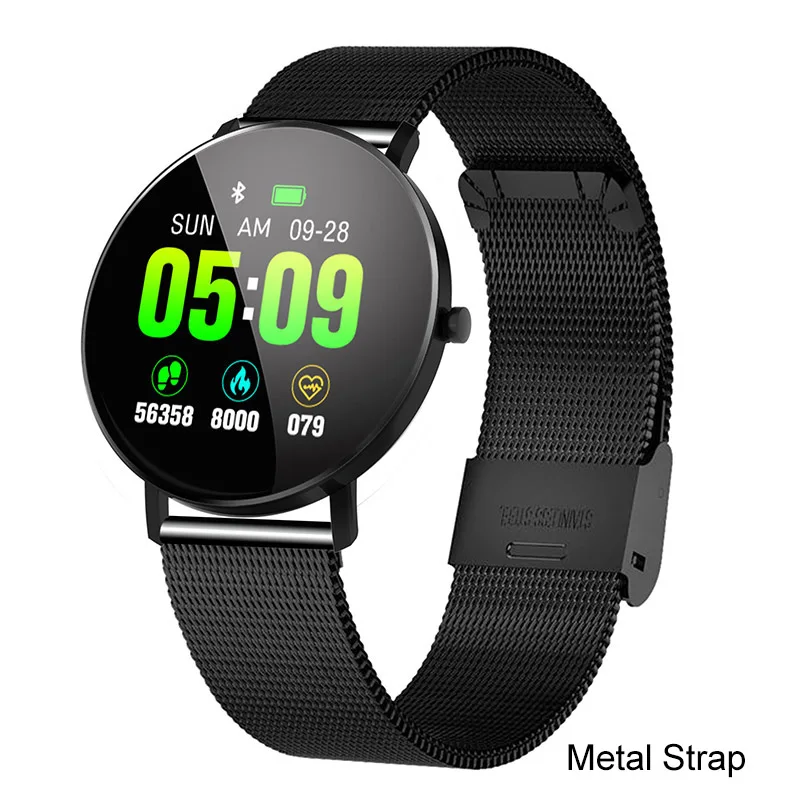 Black (Metal strap) Фитнес-браслет gps трекер активности часы кровяное давление смарт-браслет Здоровье наручный умный Браслет сон пульсометр - Цвет: Black (Metal strap)