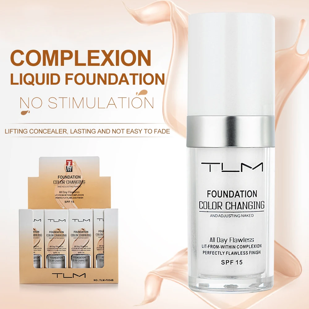 

Color Changing Liquid Foundation 30ml Makeup Base Nude Liquid Cover Oil-control Concealer Longlasting Makeup Foundation TSLM1