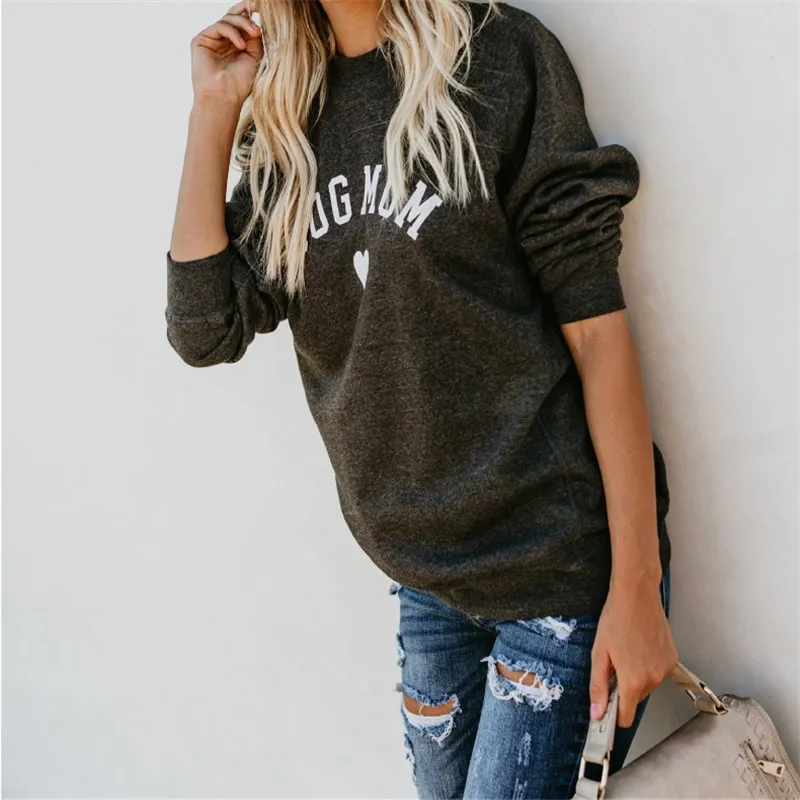 

2019 Dog Mom Women's Fashion Hoodies Casual Sweatshirt Heart-shaped Print Kawaii Sweatshirt Pullover Tops Clothing Plus Size 5XL