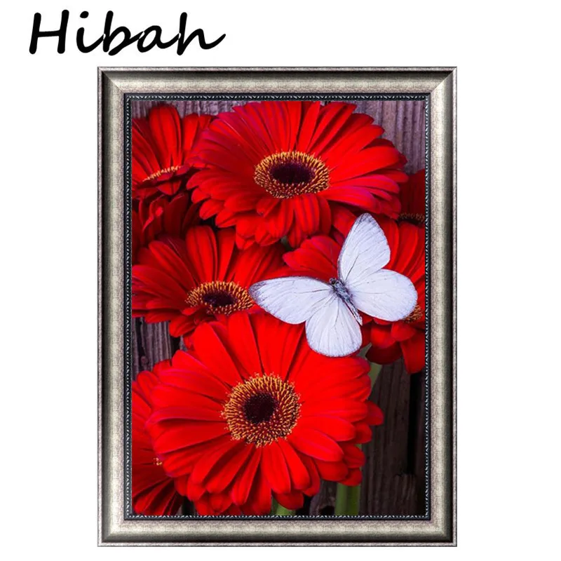 

Full Diamond Embroidered Mosaic 5d diy Diamond Painting Red Cross Stitch Diamond Embroidered Butterfly Home Decor