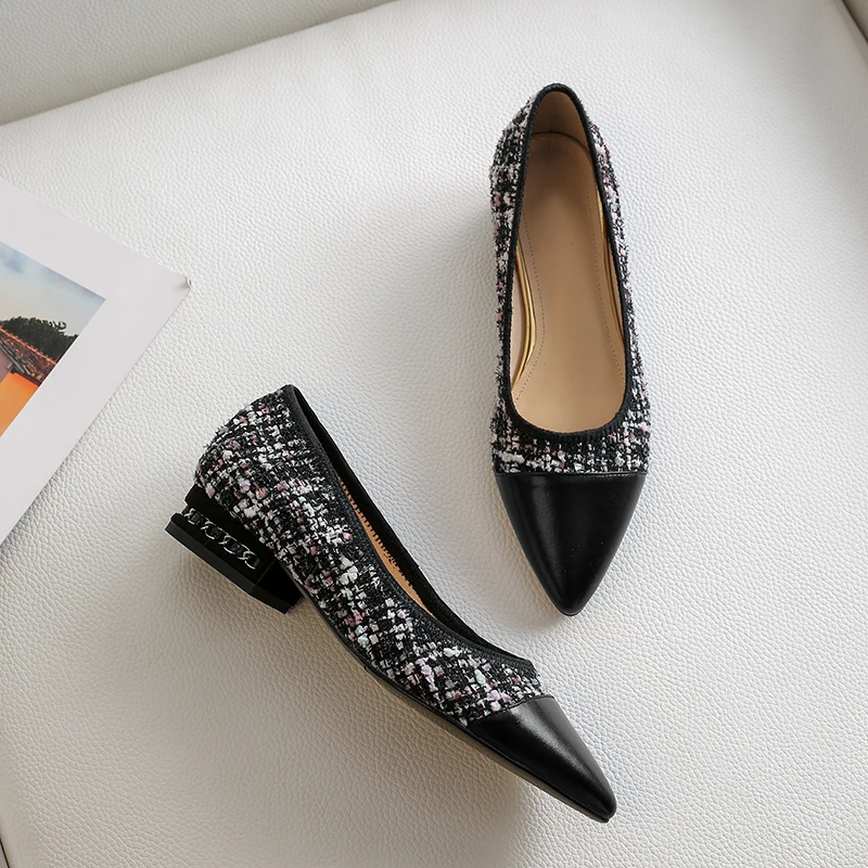 Ballet white Haute Femelle Simples Appartements Loisirs En Qualité Nouveau Black Cuir Slip Chaussures Printemps Femmes Véritable Patchwork on Tissu De 7qHWBTZ
