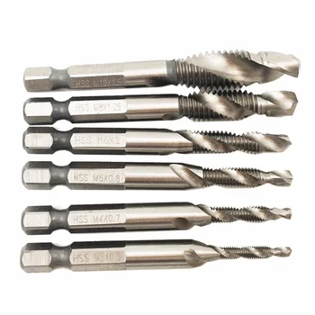 

M3-M10 6pcs/set High-speed HSS Steel Combination Drill Tap Bit Countersink Hex Shank