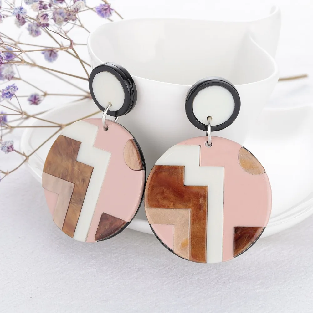 

Big Round Circle Colorful Acrylic Drop Earring For Women Korean Geometric Acetate Statement Dangle Earrings Party Jewelry Charms