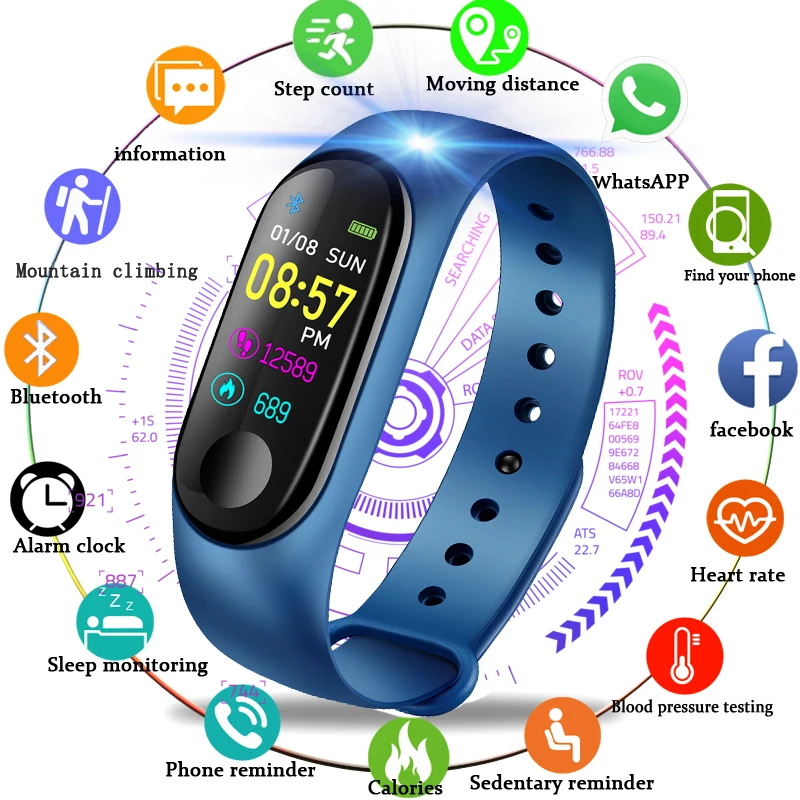

LIGE Smart Bracelet Woman Waterproof Fitness Watch Blood Pressure Heart Rate Monitor Pedometer Smart Watch Men For Android iOS