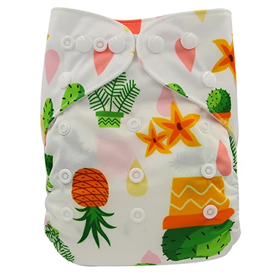 Ohbabyka/Детская Пеленка из моющейся ткани, водонепроницаемые детские подгузники с рисунком кота, многоразовые тканевые подгузники для детей 0-2 лет, 3-15 кг - Цвет: OB170