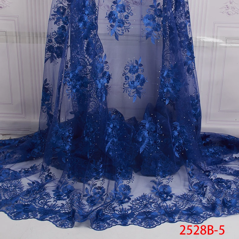

Royal Blue Wholesale Nigerian French Fabric 2019 Latest Hot Sale African French Tulle Lace Fabric for Wedding Party APW2528B-5