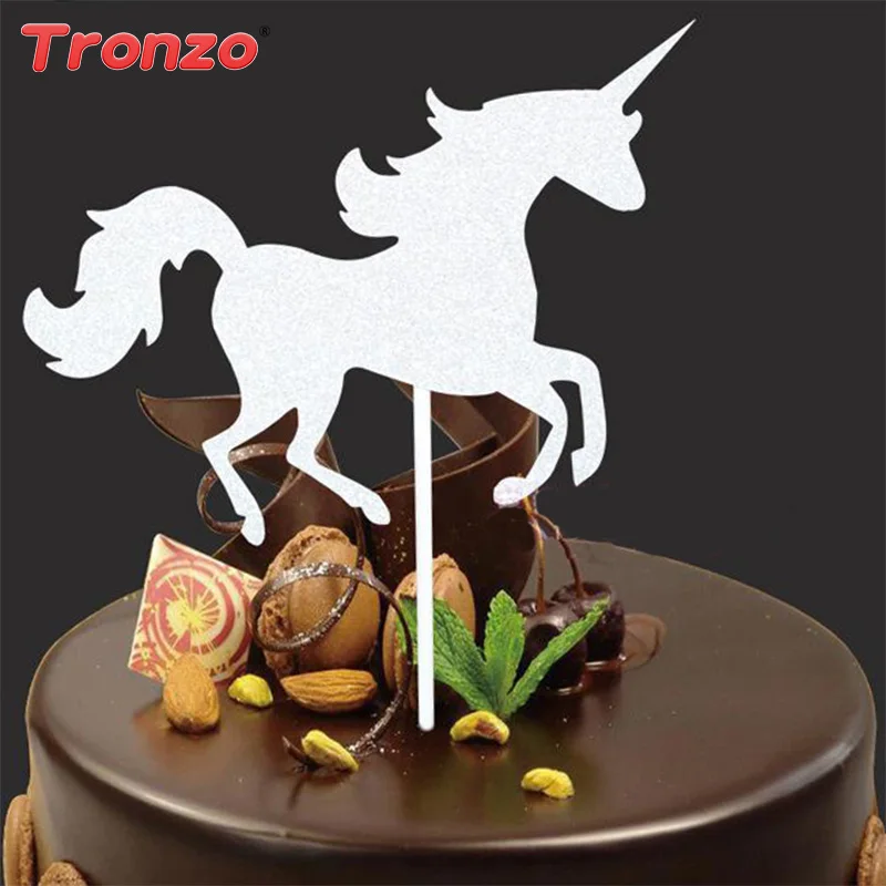 

Tronzo 5Pcs 7.8*5CM Unicorn Horse Cupcake Topper Gold White Paper Cake Accessory Birthday Party Baby Shower Decoration Kid Favor