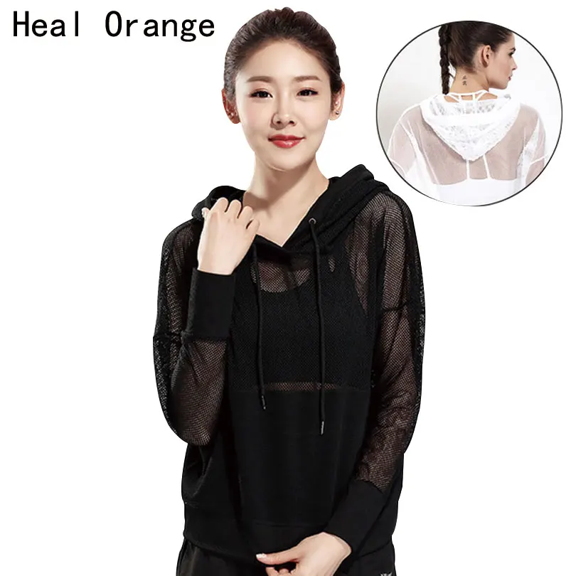 

HEAL ORANGE Hooded Sport T Shirt Jacket Women Sport Yoga Top Quick-Dry Running Shirt Gym Clothes Yoga Shirts Jackets Sportswear