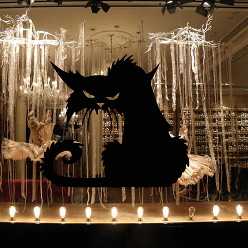 

NEW Large Vinyl Removable 3D Wall Sticker Halloween Black Cat Home Decoration For Walls Decal Living Room Adesivo De Parede