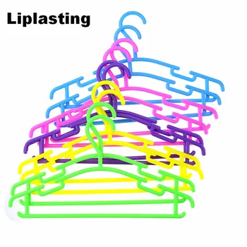 

Liplasting 10pcs/lot 5 Colors Cloths Hangers Plastic Tubular Slotted Child Baby Clothing Hanger Storing Accessories