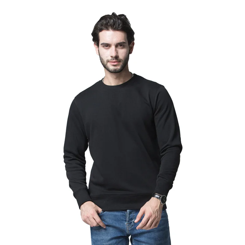 

Men's 2019 spring and autumn and winter round neck long-sleeved solid color cotton fashion loose casual sweatshirt