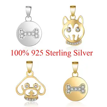 

100% Sterling Silver Dog Bone Pet Husky Charm Pendant for Women's Necklaces Gift Wholesale DIY Jewelry Sterling Silver Charms