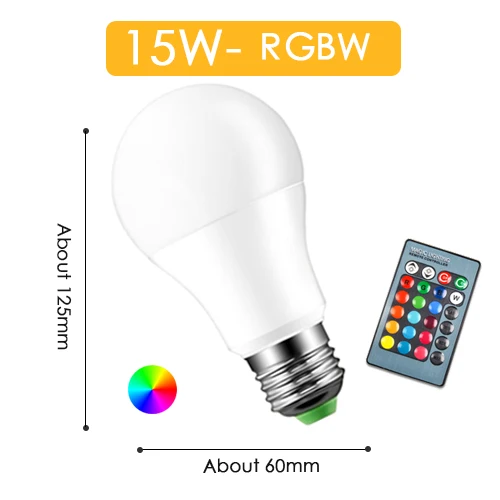 Светодиодный RGB Лампочка RGBW RGBWW лампа e27 5 Вт 10 Вт 15 Вт красочный светильник ing 110 В 220 в 240 В дистанционный Диммируемый ночной Светильник для праздничной вечеринки - Испускаемый цвет: RGBW 15w