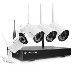 DEFEWAY 4CH NVR 1080 P Wi-Fi H.265 + видеонаблюдения Системы 4 шт. 2MP Всепогодный Безопасности Беспроводной Камера комплект видеонаблюдения