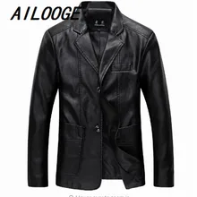 Autumn 6XL 7XL Осень Зима Тонкий мужские мотоциклетные Кожаный Блейзер, пиджак, пальто черный коричневый желтый Pu кожаный пиджак для больших мужчин