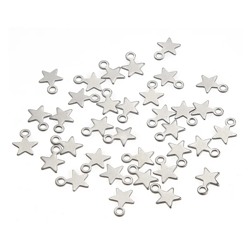 

20pcs/ bag hand jewelry processing accessories stainless steel light face small five-pointed star bracelet pendant