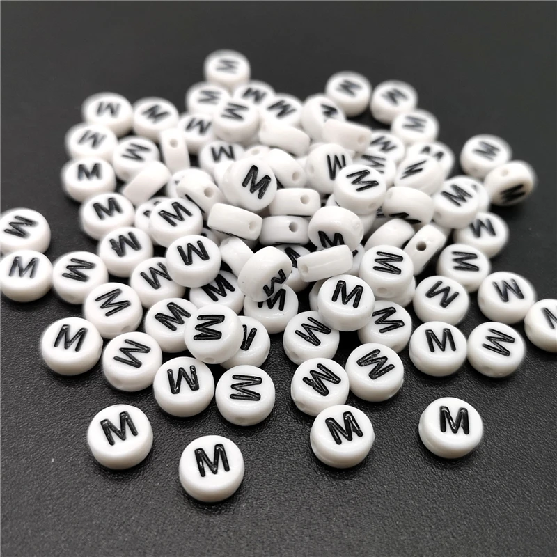 

4x7mm Letter M Oblate Alphabet Beads Acrylic Beads For Jewelry Making DIY Bracelet Necklace Accessories
