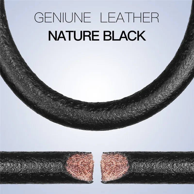 REAMOR 316L нержавеющая сталь модные браслеты с бусинами 17-21 см мужские браслеты 8 мм Натуральная кожа с магнитной застежкой браслет - Окраска металла: Scrub Black