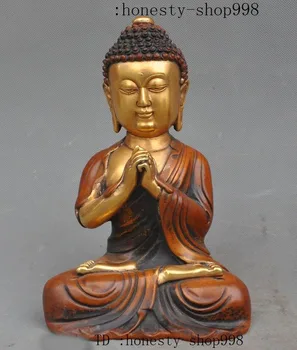 

Christmas Old Tibet Buddhism purple copper gilt prayer sakyamuni Shakyamuni buddha statue Halloween