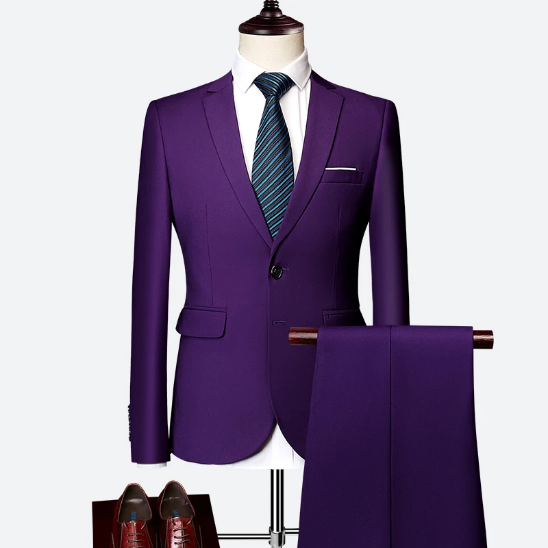 OSCN7 Solid 2PCS Suits Men Slim Fit Casual High Quality Business Wedding Mens Dress Suit Plus Size Casual Costume Homme 533 OSCN7 Solid 2PCS Suits Men Slim Fit Casual High Quality Business Wedding Mens Dress Suit Plus Size Casual Costume Homme 533