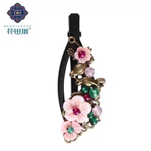 Этнические заколки для волос с зеленым камнем, в виде ракушки, цветка, украшения для волос, заколки, аксессуары, украшения для женщин, женские свадебные подарки, FJ-17002