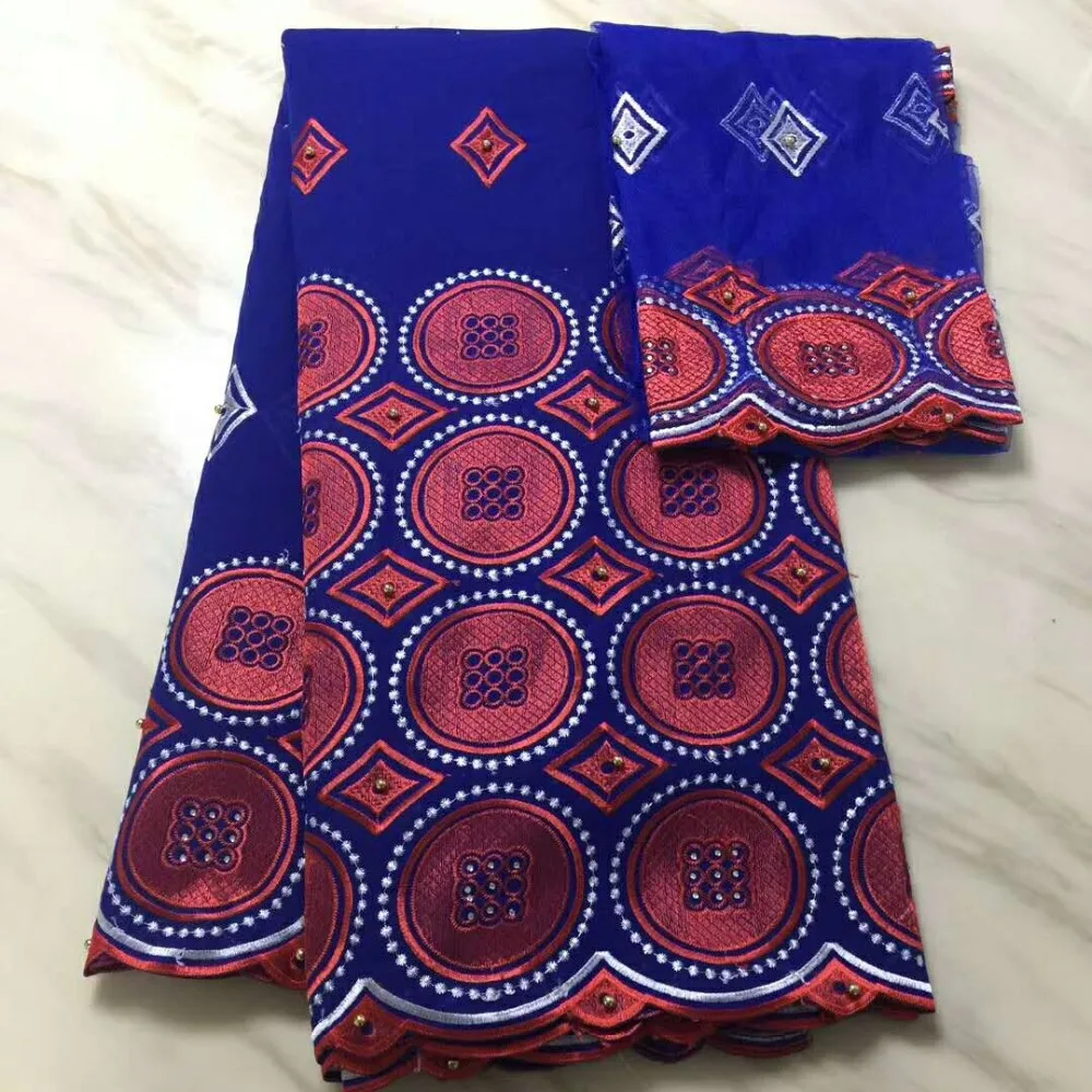 

2018 Blue Color Latest African Cotton Swiss Voile Lace Fabric High Quality African Swiss Voile Lace In Switzerland