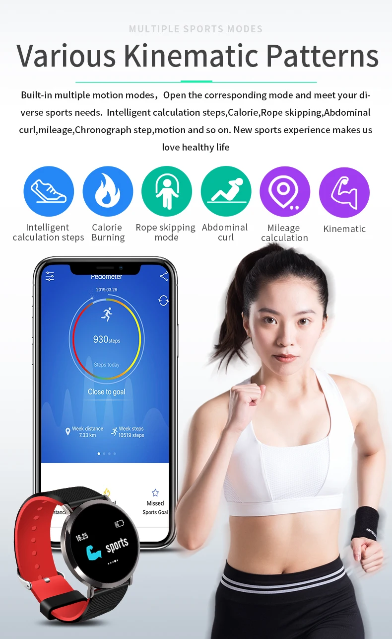 Женский модный умный Браслет, водонепроницаемый, пульсометр, кровяное давление, фитнес, счетчик шагов, трекер для Android IOS, PK Q8, умные часы