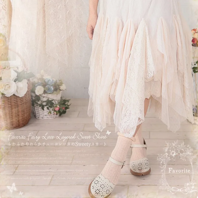 Харадзюку девушка Мори милое женские плиссированные юбки милые Свободные Твердые дна кружева торт рюшами Лолита женский каваи принцесса юбка A174