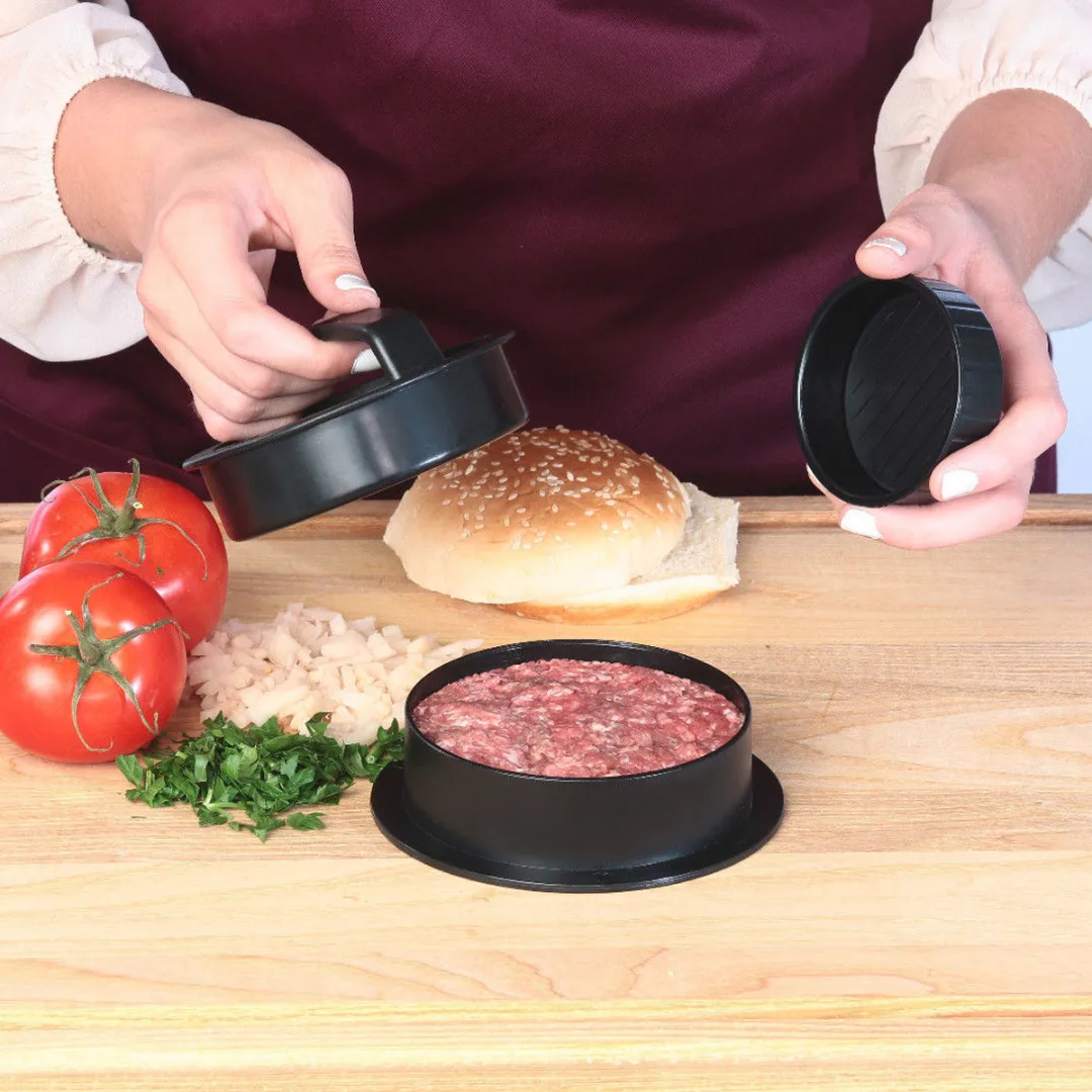Mayitr 3 in 1 Non-stick Kitchen Stuffed Burger Press Hamburger Patty Maker Sliders DIY Burger Meat Press Tool Kitchen Gadgets