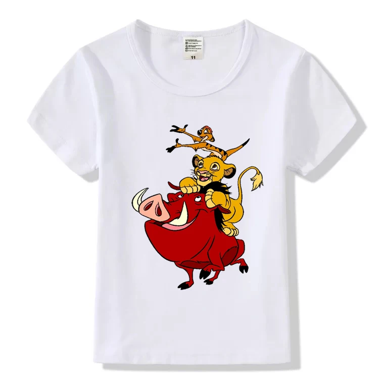 Футболка для малышей Футболка с принтом «Король льва» Детская одежда летняя детская футболка с забавным рисунком для мальчиков и девочек HHY517B