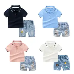 Детский комплект, Новинка лета 2019, повседневный комплект с короткими рукавами и шортами для девочек, популярный комплект для мальчиков