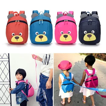 

Fashion Children Backpack Anti-lost Canvas Bag Cartoon Animal Bear Pattern Kindergarten Kids Baby School Bags 88 Best Sale