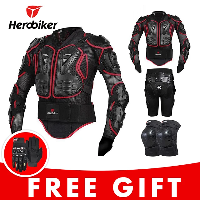 Motorcycle Jacket Riding Protection Armor Motorbike Motocross Equipment Racing Body Armor Moto Ptotective Gears Combination - Цвет: 3red set MK005B