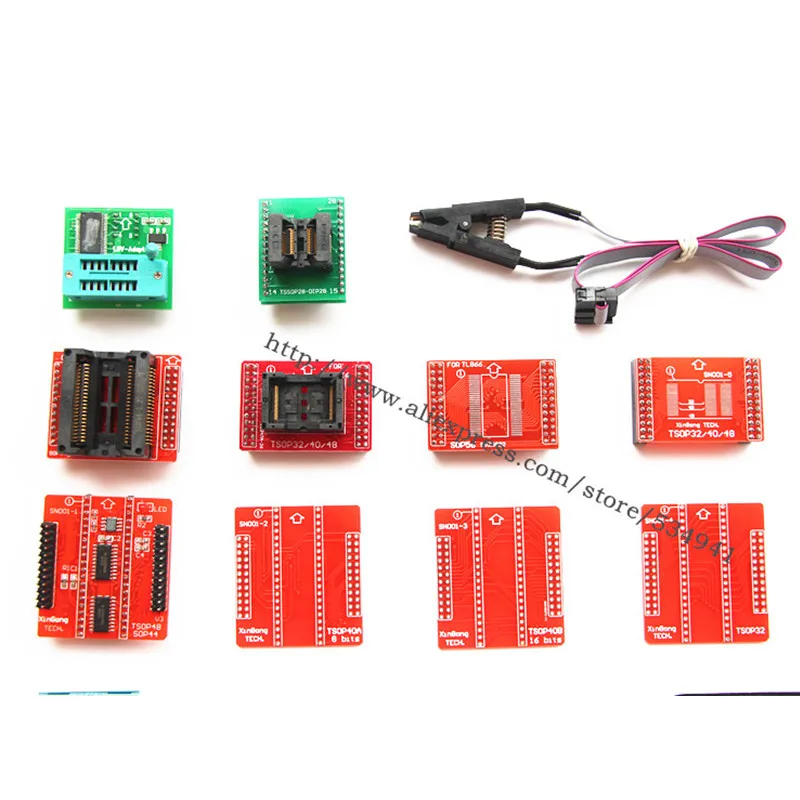 Программатор XGecu V10.22 TL866II Plus + 24 гнезда адаптера для замены USB EEPROM Universal minipro TL866CS TL866A
