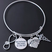 Новые продукты медсестры Кристалл инкрустация металлическая подвеска проволока браслет для RN Доктор Медсестры подарок-сувенир, ювелирные изделия браслет