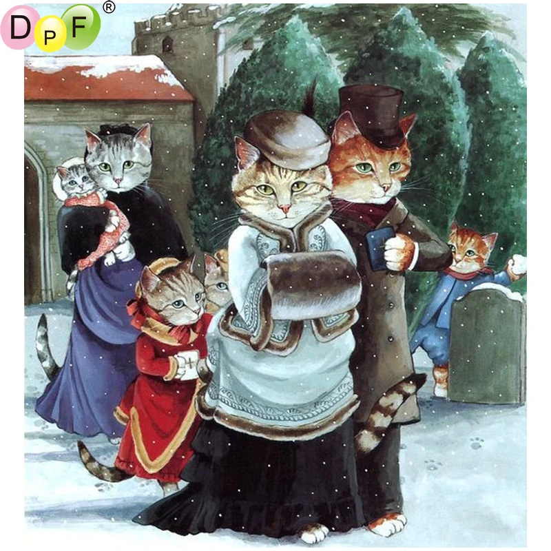 DPF DIY Джентльмен кошка 5D квадратных ремесла Алмазная вышивка рукоделие картина