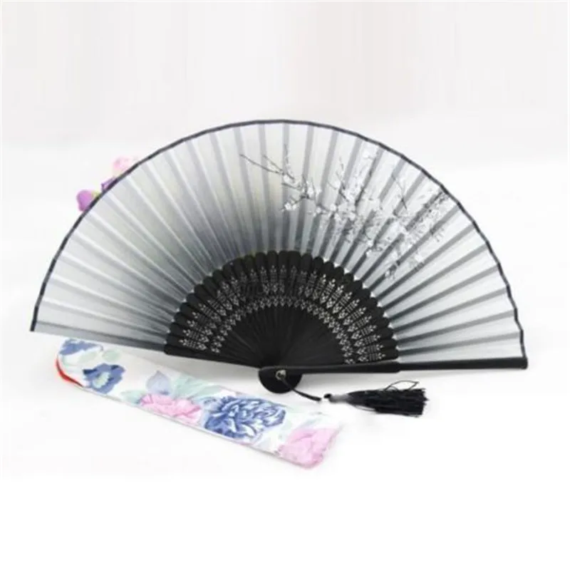 

Chinese Folding Hand Fan Home Decor Silk Bamboo Flower Butterfly Pocket Fan