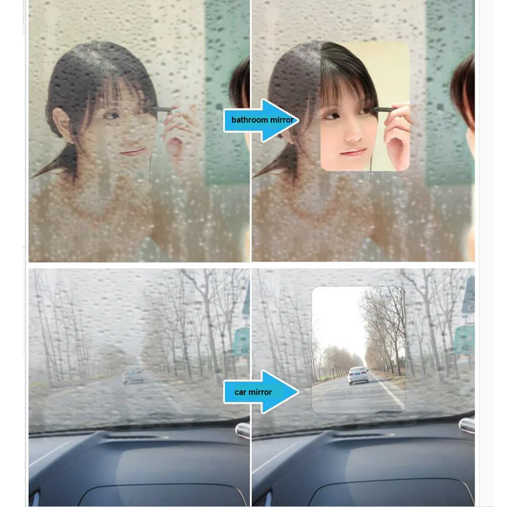1,52x0,5 м/6" x 20" Прозрачная противотуманная пленка, синий защитный слой, автомобильная зеркальная защитная пленка заднего вида, зеркальное стекло для ванной комнаты, винил