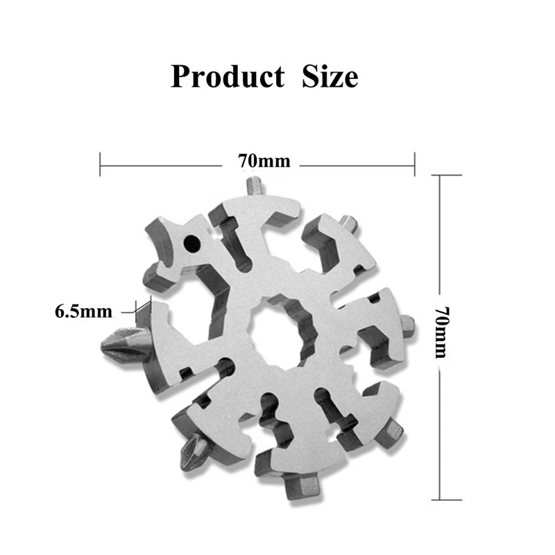 

20-in-1 EDC Tool multi-tool card combination Compact and portable outdoor products Snowflake EDC tool card